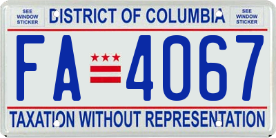 DC license plate FA4067