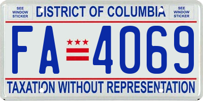 DC license plate FA4069