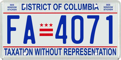 DC license plate FA4071