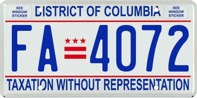 DC license plate FA4072