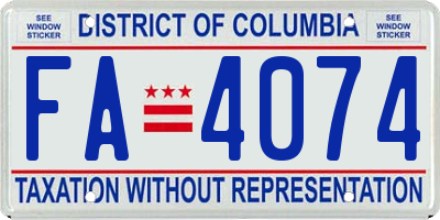 DC license plate FA4074