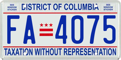 DC license plate FA4075