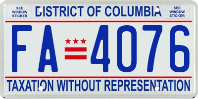 DC license plate FA4076