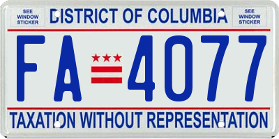 DC license plate FA4077