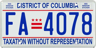 DC license plate FA4078