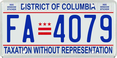 DC license plate FA4079