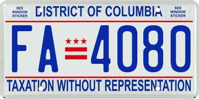 DC license plate FA4080