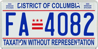 DC license plate FA4082