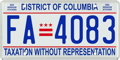 DC license plate FA4083