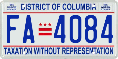 DC license plate FA4084