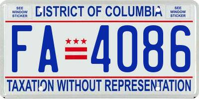 DC license plate FA4086