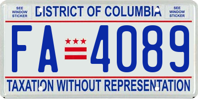 DC license plate FA4089