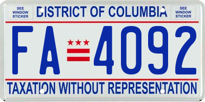 DC license plate FA4092