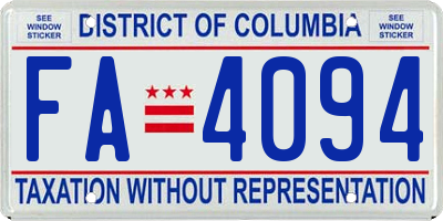 DC license plate FA4094