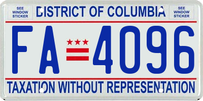 DC license plate FA4096