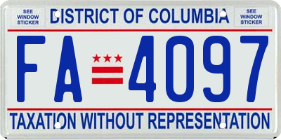 DC license plate FA4097