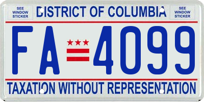 DC license plate FA4099