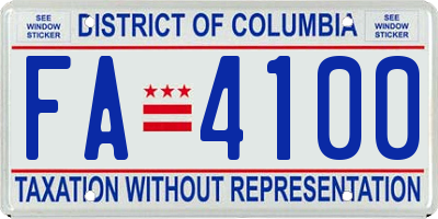 DC license plate FA4100