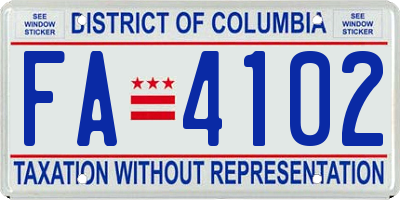 DC license plate FA4102