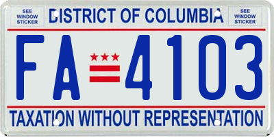 DC license plate FA4103