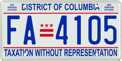 DC license plate FA4105