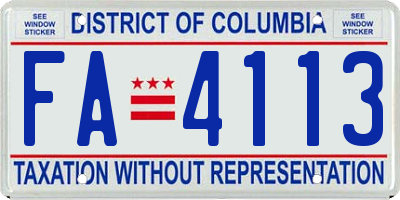 DC license plate FA4113