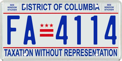 DC license plate FA4114