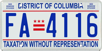 DC license plate FA4116