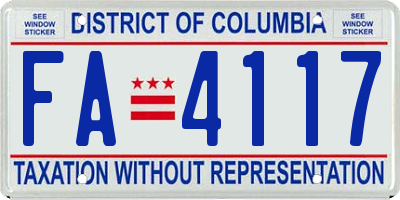 DC license plate FA4117