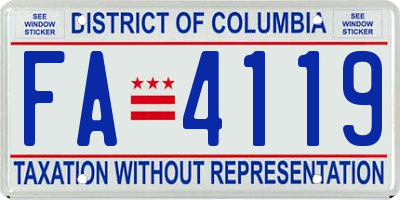 DC license plate FA4119