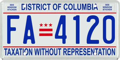 DC license plate FA4120