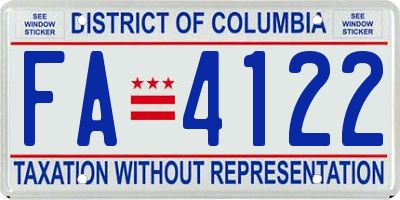 DC license plate FA4122