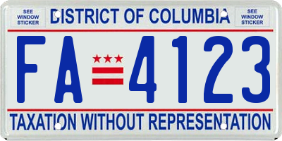 DC license plate FA4123