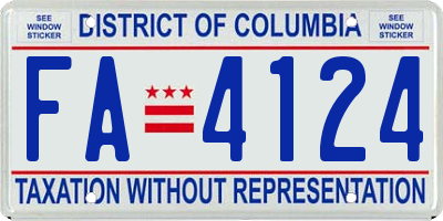 DC license plate FA4124