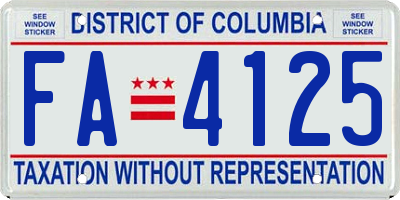 DC license plate FA4125