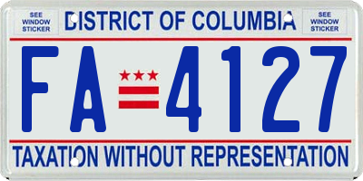 DC license plate FA4127