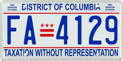 DC license plate FA4129