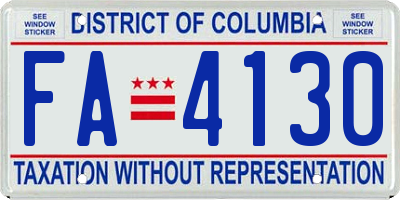 DC license plate FA4130