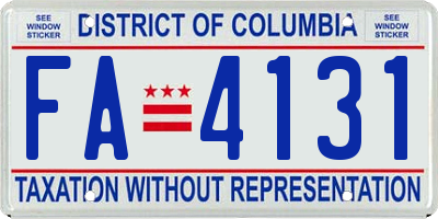 DC license plate FA4131