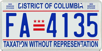 DC license plate FA4135