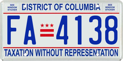 DC license plate FA4138