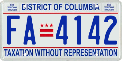 DC license plate FA4142