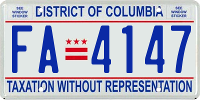 DC license plate FA4147