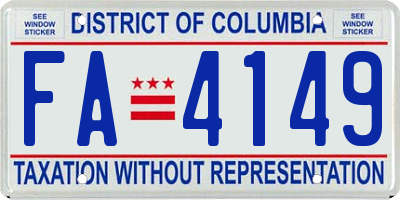 DC license plate FA4149