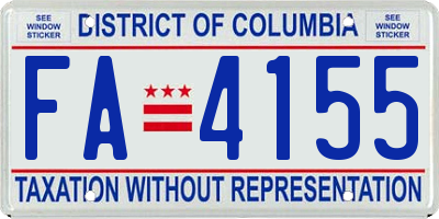 DC license plate FA4155