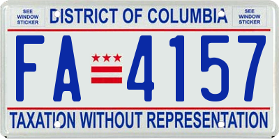 DC license plate FA4157