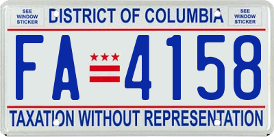 DC license plate FA4158