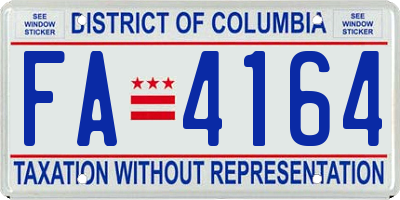 DC license plate FA4164