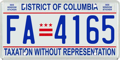 DC license plate FA4165