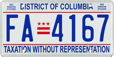 DC license plate FA4167